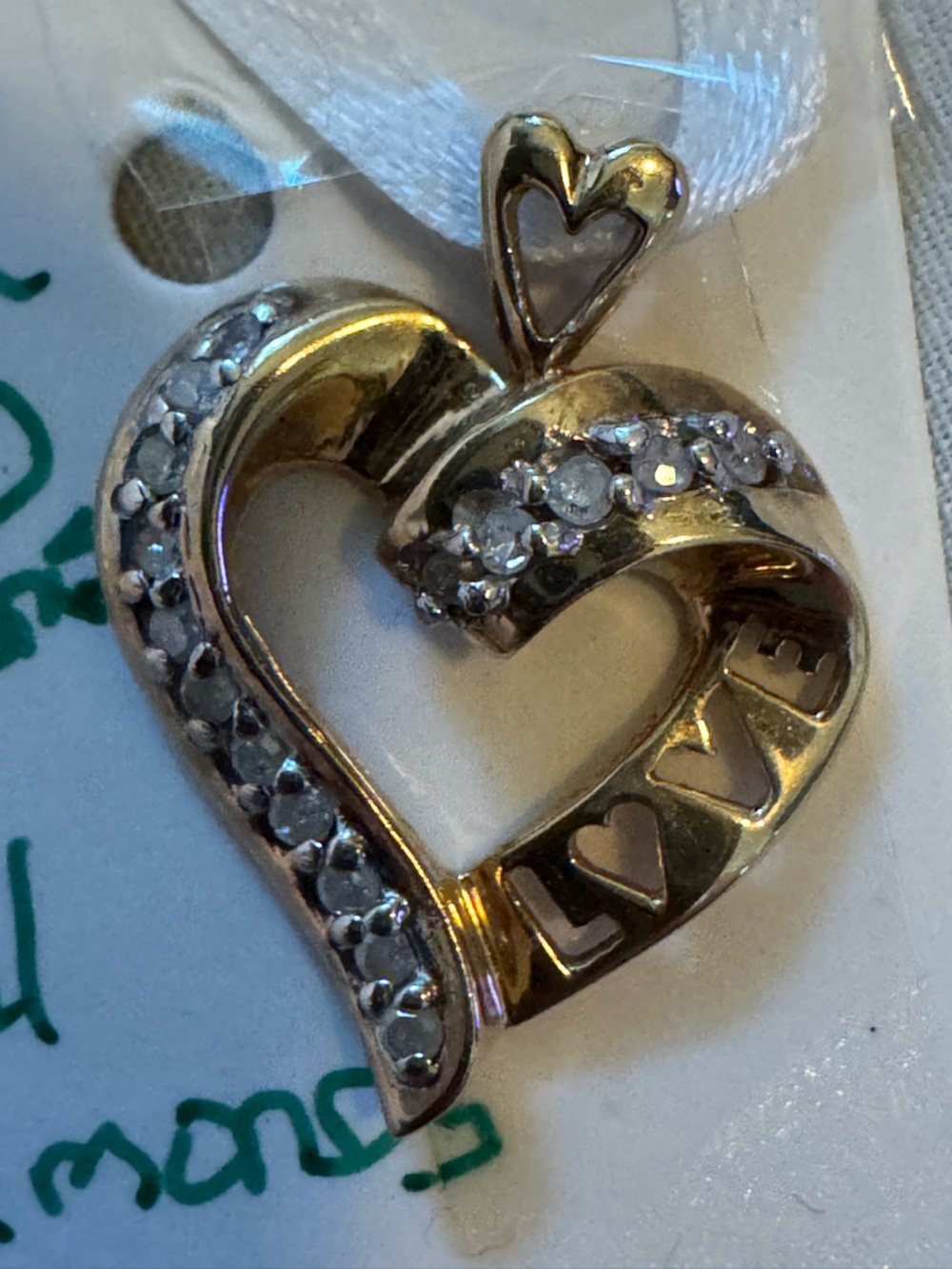 10k real gold stamped and diamond tested pendant